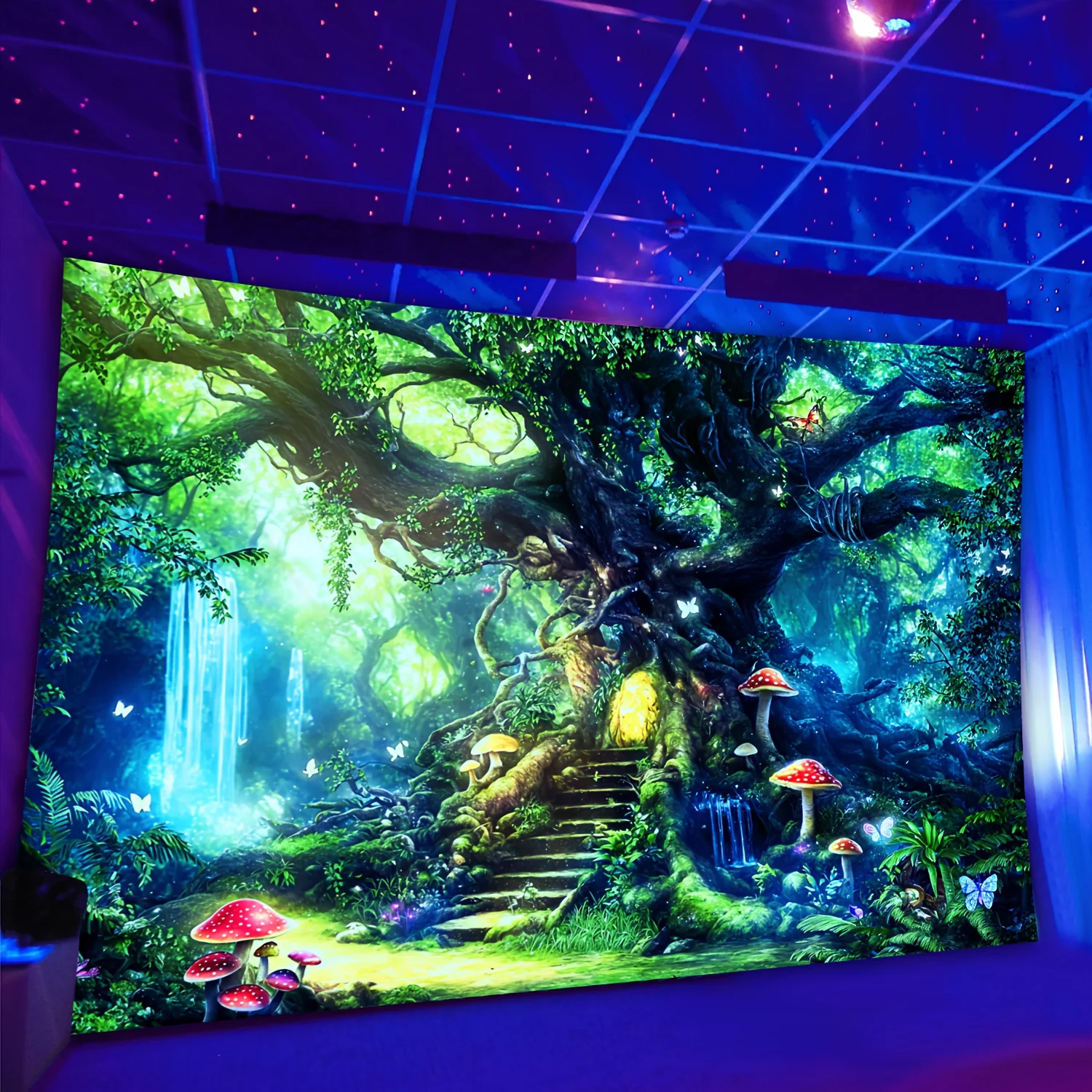 VIKAMA مسحور الغابات نسيج شجرة خطوات جوفاء الفطر غرفة الأطفال ماجيك الزاوية موضوع الإقامة المنزلية غرفة غامرة ديكور