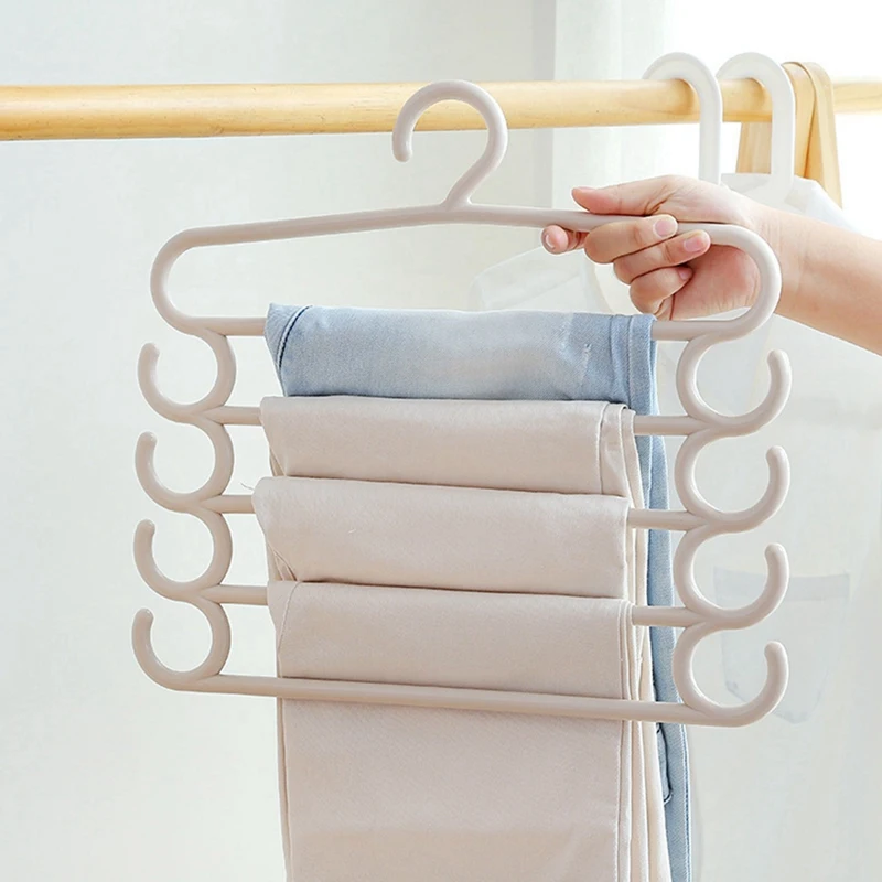 Pants Rack Multifunctional Household Saving Space Multi Layer Trousers Hanger Pants Closet Color Clothes Peg 5 Layers