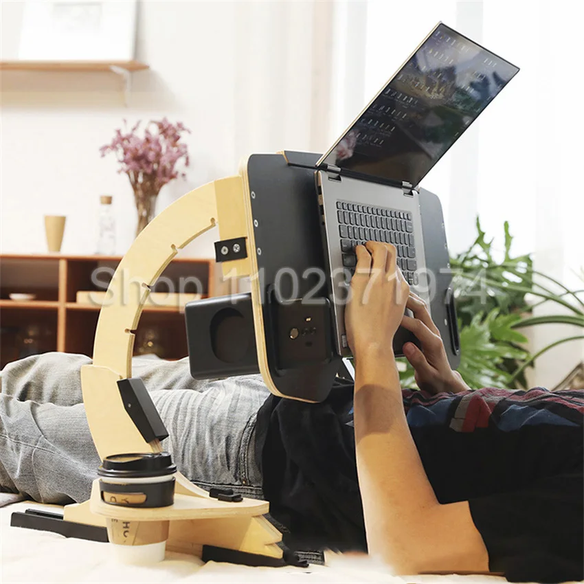 Imagem -05 - Mesa Portátil e Dobrável do Computador Mesa de Madeira Multiúso Ajustável Ergonômico Cama Mesa do Portátil