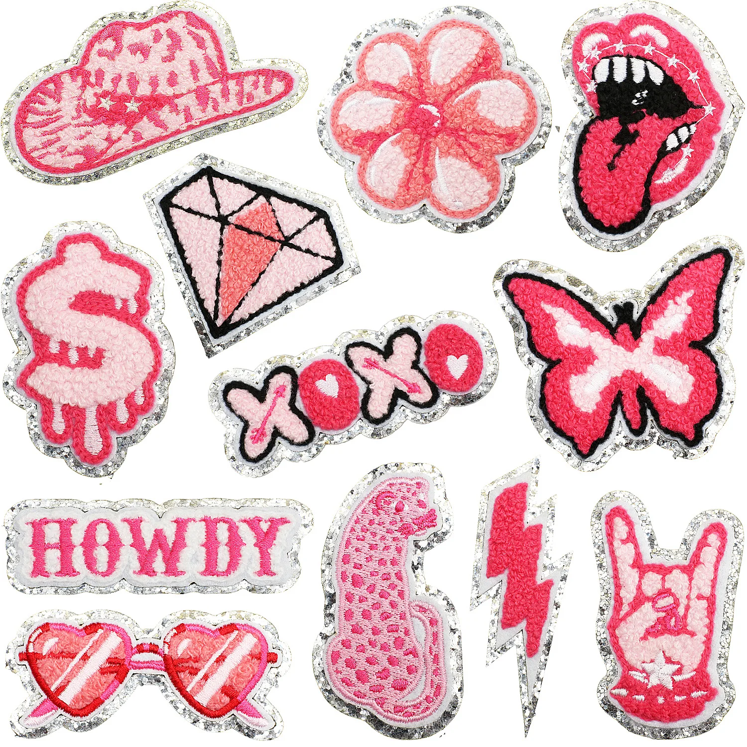 

10 Pcs Popular Badges Towel Embroidered Patches Iron On Clothing Hat Bag Shoe Repair Material Phone Gift Box Decor DIY Accessory