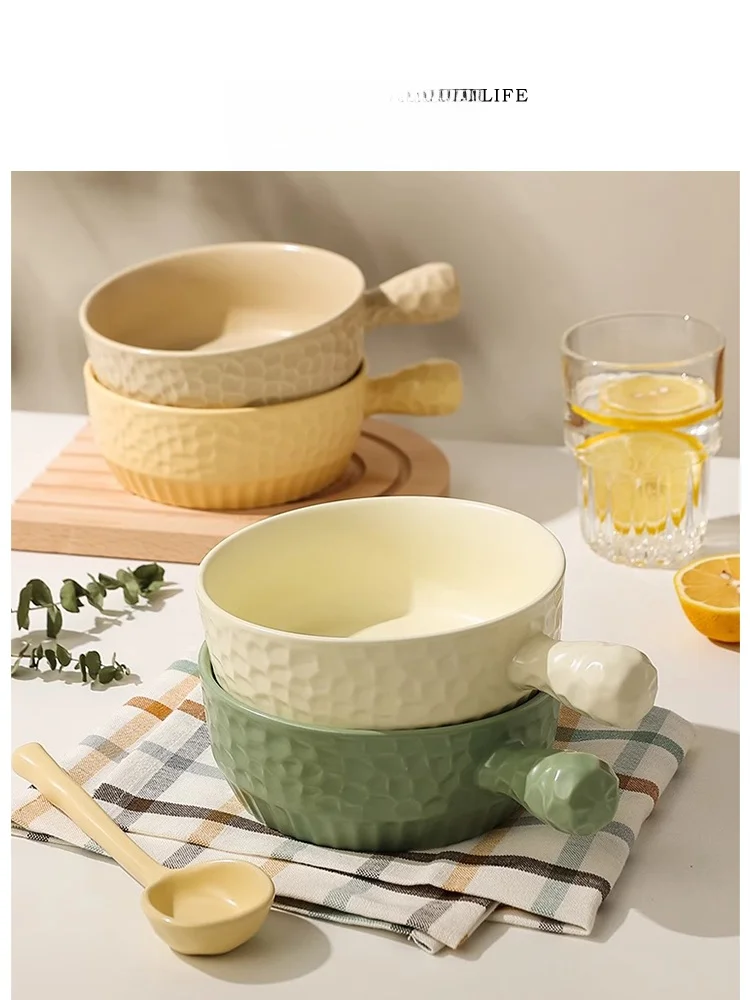 

Tlife Nordic Sle: Миска с одной ручкой для супа, салата, риса, лапши, смешивания, круглая, из керамики