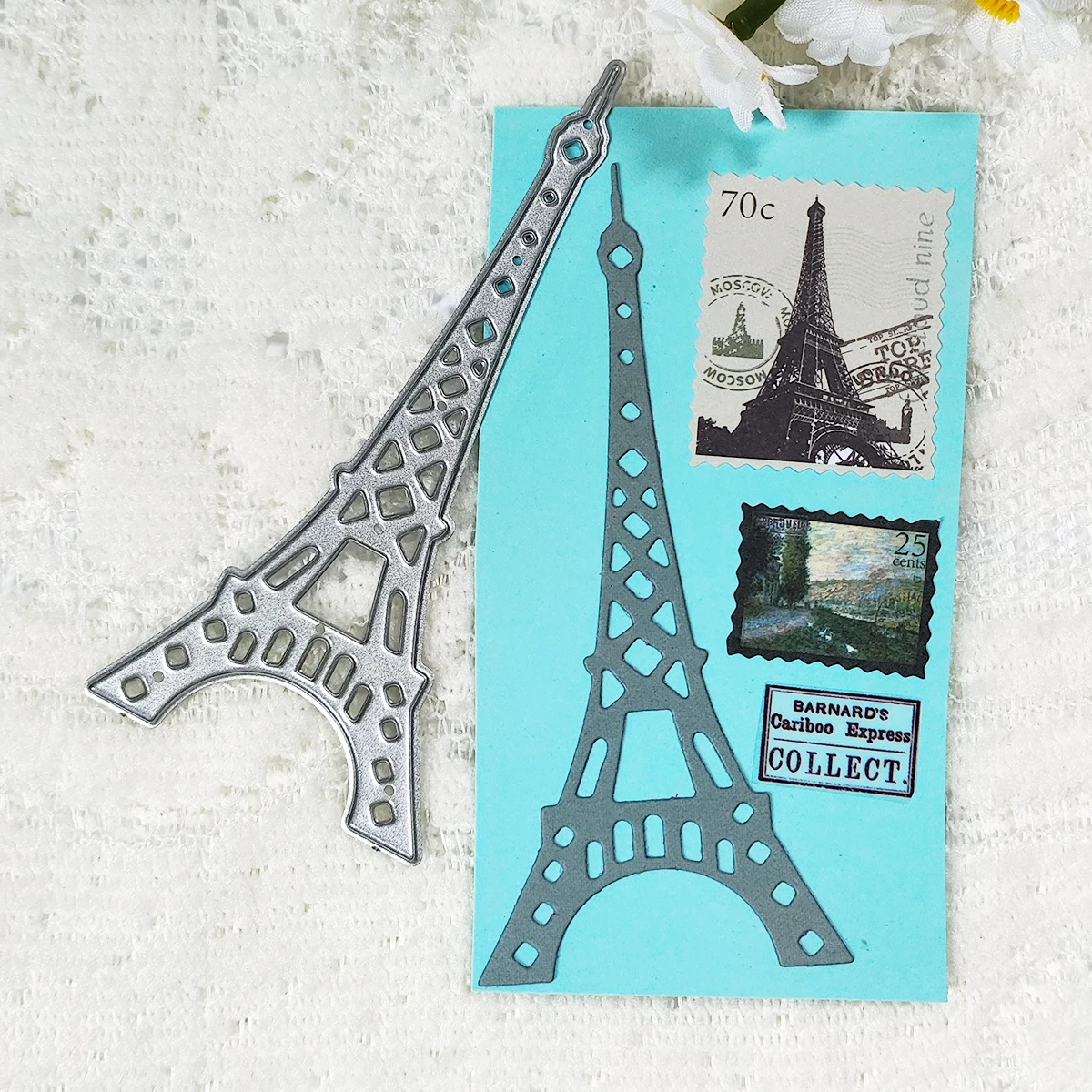 Eiffel Tower Balloon Tag Letter  & Globe Stationery Puzzle Embossed Gear Template Carbon Steel Cutting Dies For DIY Scrapbooking