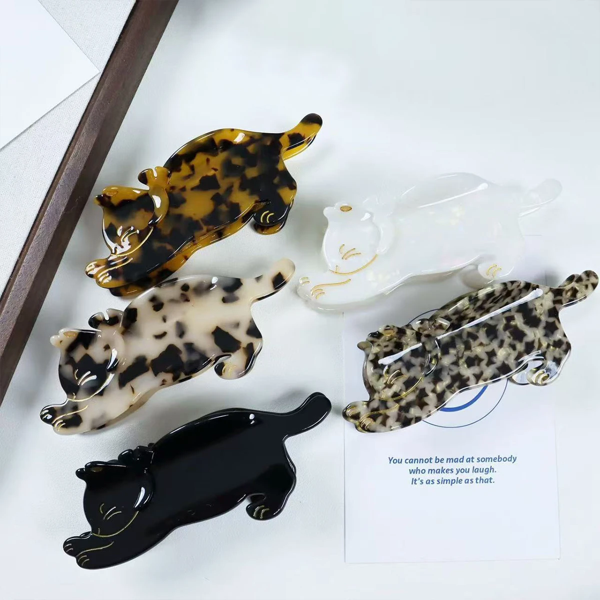 acetic acid Japanese and South Korea Advanced leopard print cat hairpin clip women\'s temperament hairpin back head shark cliP