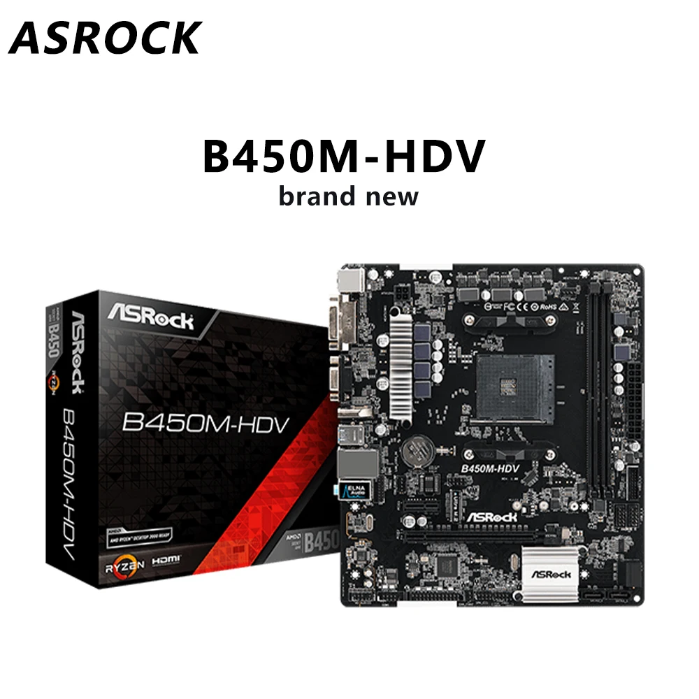 

Материнская плата ASROCK B450M-HDV AMD B450 AM4, новая поддержка Ryzen 9/7/5/3 5600 5500 5700X 5900X CPU DDR4 M.2 SATA3 Micro ATX