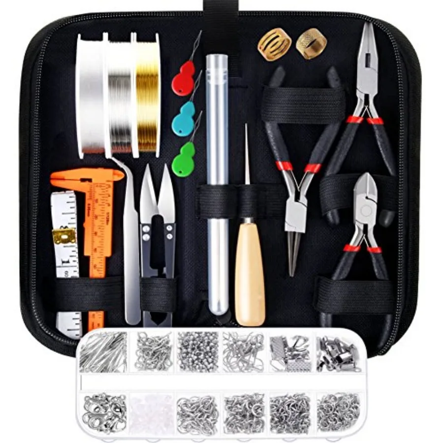 Jewelry Making Supplies Kit with Tools, Wires, Findings for Jewelry Repair and Beading