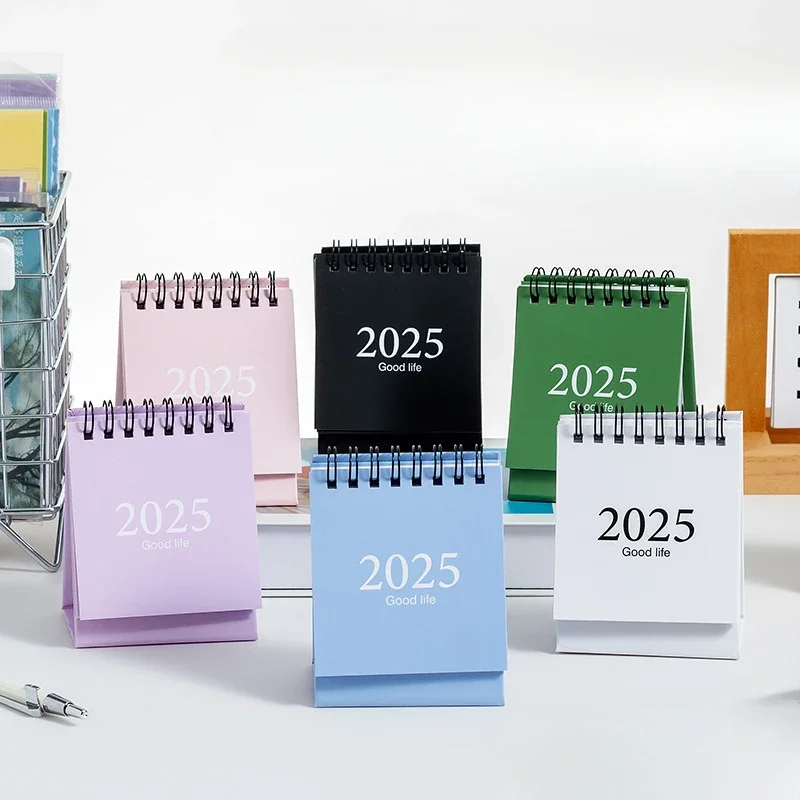 2025 Mini Desk Calendar Office Stationery Supplies Desktop Calendar With Stickers Daily Memo Calendar Planner