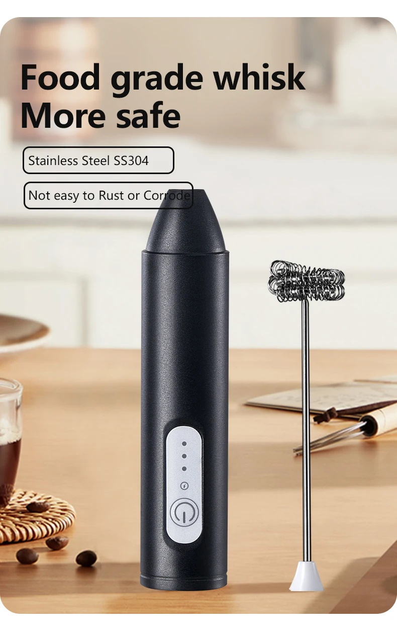 MINI Kaffeeaufschäumer USB wiederaufladbar 3 Geschwindigkeiten Schaumbereiter Kaffee Milch Mixer elektrischer Griff Mixer Schneebesen heiße Kochutensilien – Detail 36