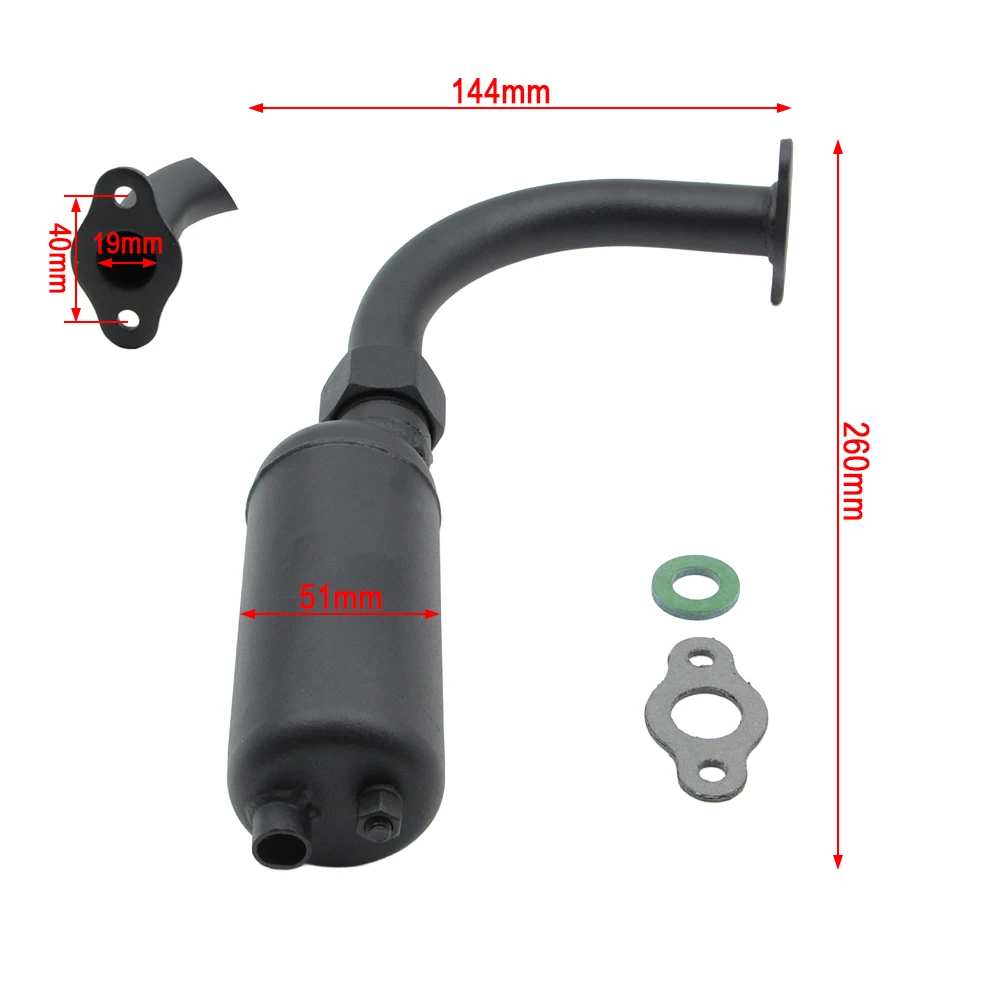 2 Stroke Exhaust Muffler Pipe Fit 49cc 60cc 66cc 80cc 100cc Motorized Electric Bicycle Motorcycle Parts