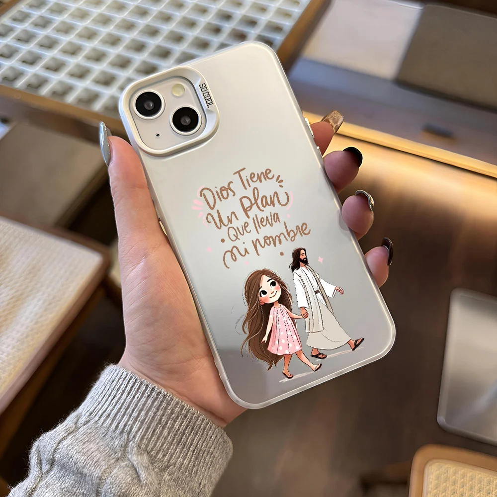 حافظة هاتف جميلة تظهر فتاة محظوظة المشي مع الله لهاتف iPhone 16 15 14 13 12 11 Pro Max Plus #3