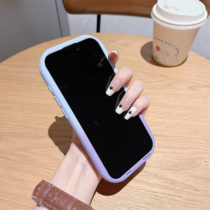 Funda de teléfono minimalista y creativa de dos tonos para iPhone, 15, 14, 12, 13, 11 Pro Max, anticaída, accesorios de silicona suave para teléfono