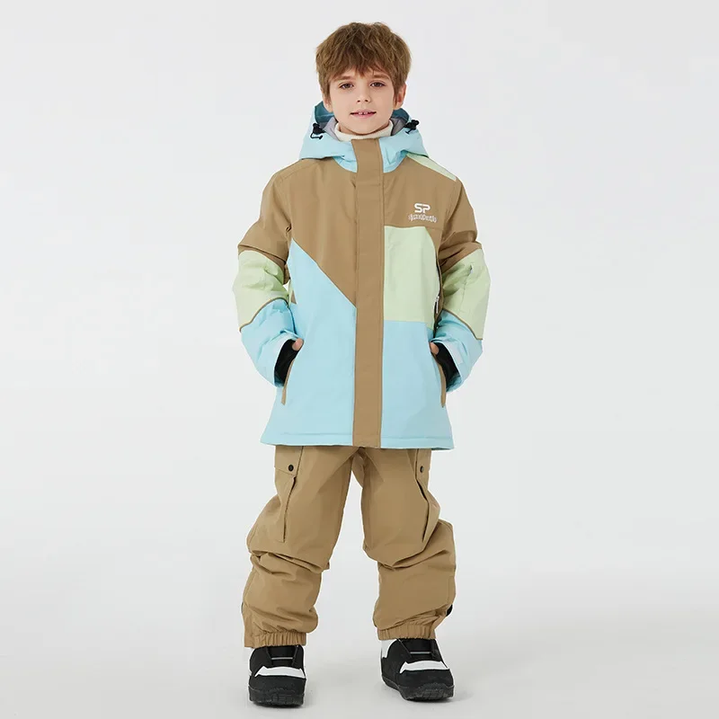 

2025 New Children's Skiing Suit Boys Outdoor Windproof Breathable Hooded Skiing Suits Girls Single Board Loose Skiing Clothes