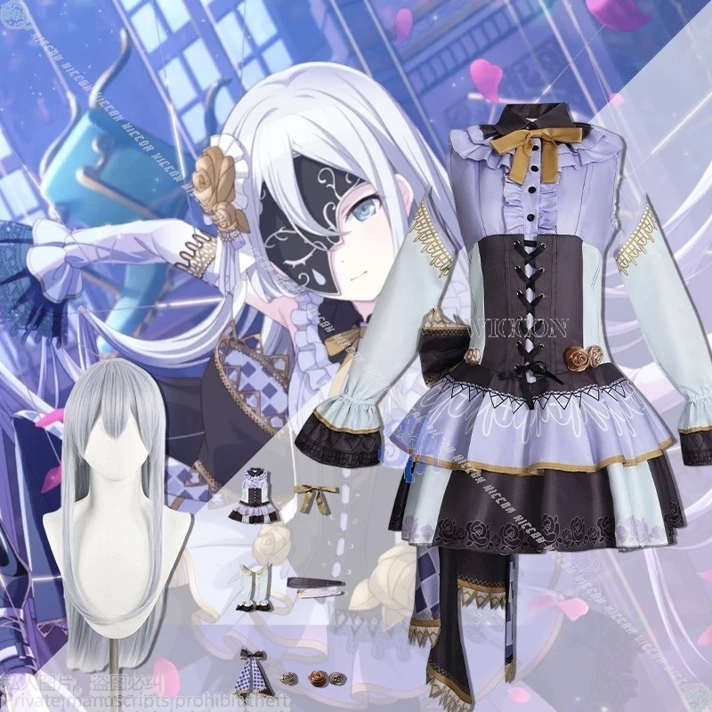 

Аниме-игровой проект Sekai Yoisaki Kanade, косплей, кукольный стиль, костюм, готическая Лолита, классическое винтажное кружевное платье, парик, вечеринка на Хэллоуин