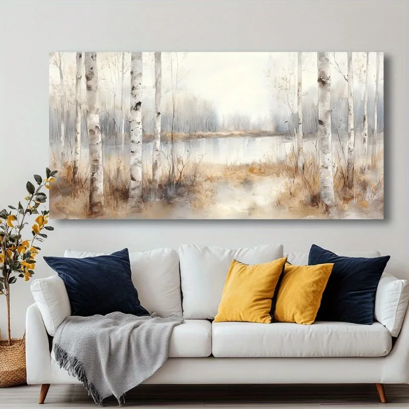 

Canvas Wall Art Birch Landscape Modern Painting Framelees Picture Living Room Office Bedroom Decor High Quality Print on Canvas