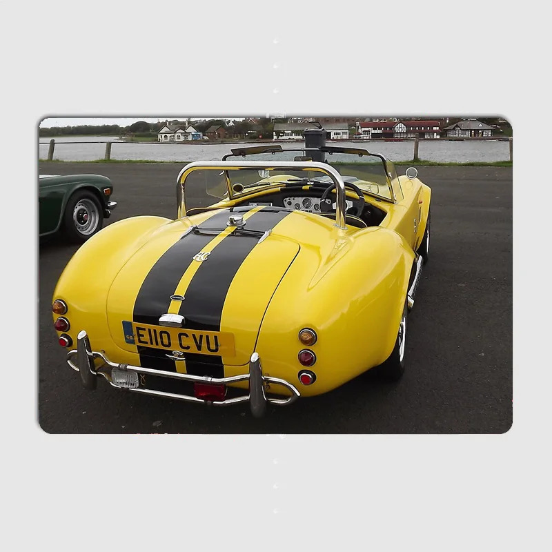 Classic Car Yellow Cobra - Cosworth Poster Retro Metal Custom Posters Sign Garage Club Indoor Wall Room Decoration Home Decor