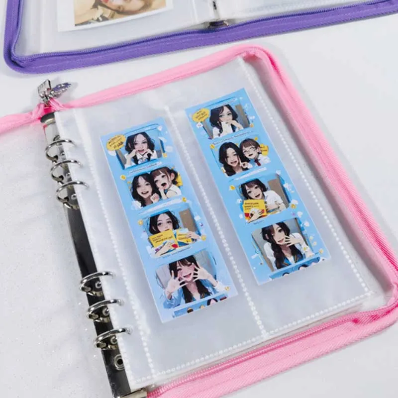 Альбом на молнии A5, переплет Kpop Photocard, коллекционная книга, фотокарточки, 6 отверстий, A5, вкладыш, чехол для ноутбука, 3/5 дюймов, альбом для хранения карточек