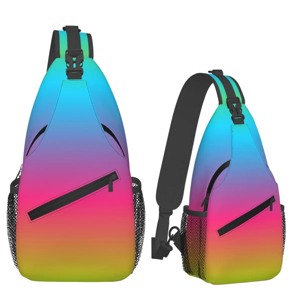 

Crayon Box Multicolored Ombre Chest Bag Men Sling Crossbody Backpack Chest Bag Traveling Hiking Daypack Shoulder Bag
