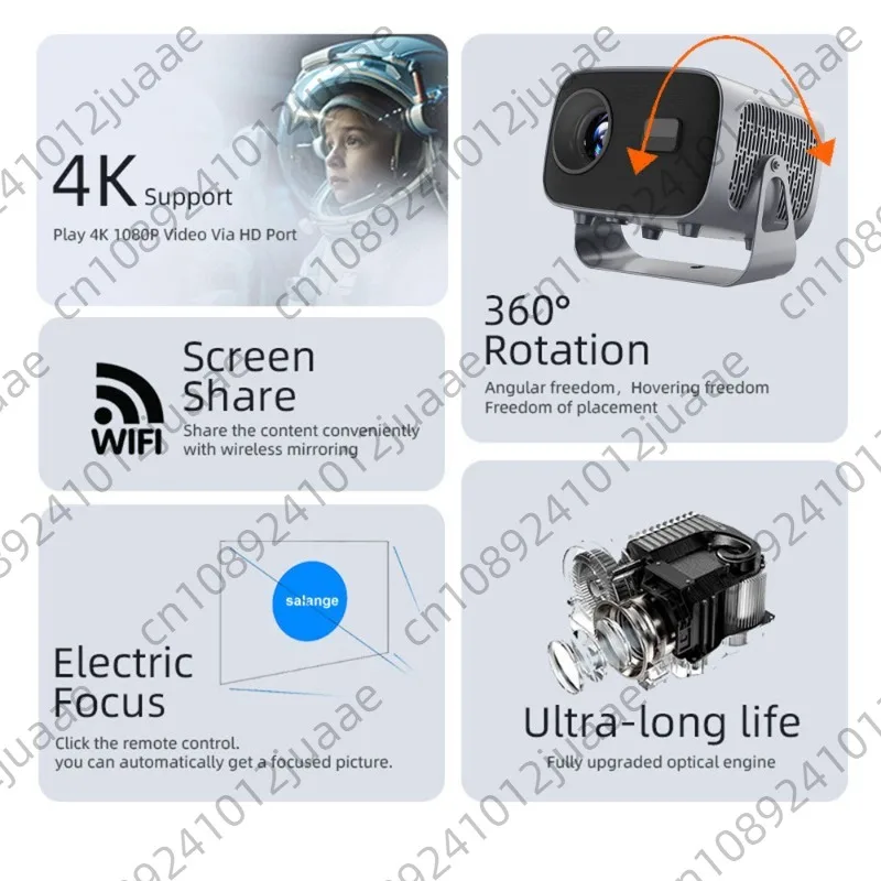 Electric Focus A10 4K HD WiFi Android Smart Cinema Gimbal Projector