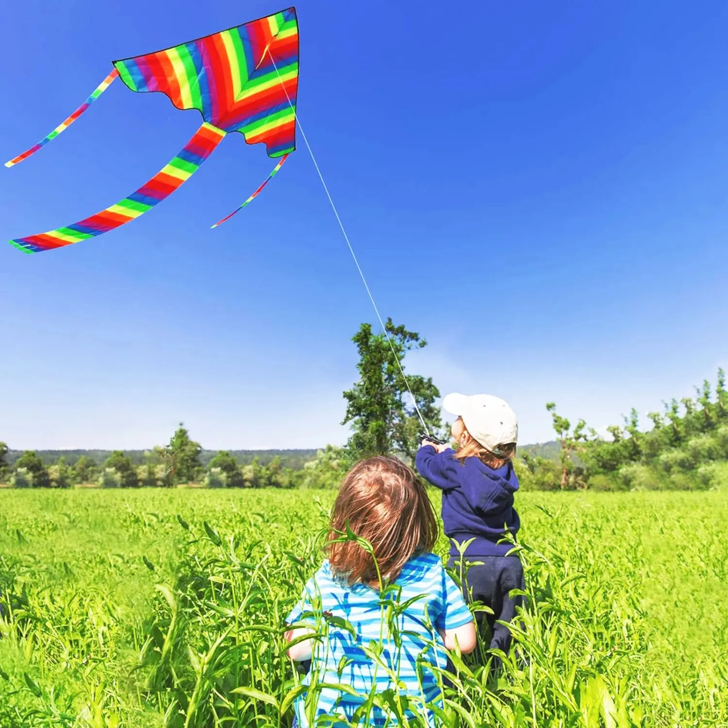 Nouveau Cerf-volant arc-en-ciel de sport amusant en plein air avec poignée et ficelle pour enfants, jouets de plage, bon vol