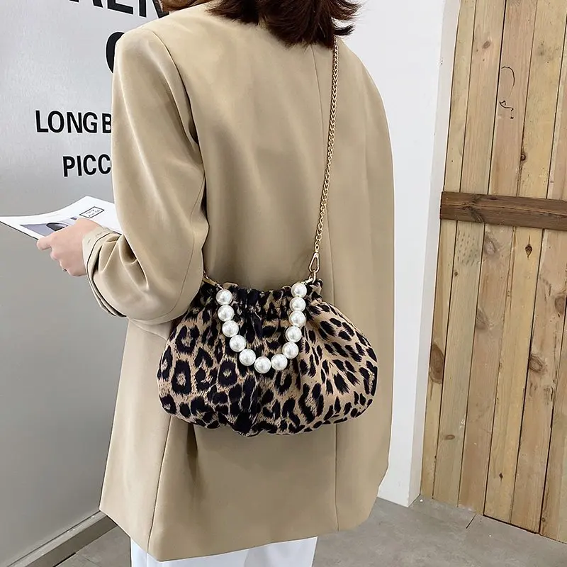 Leopard/Zebra Print Women\'s Bag 2022 Trend Korean Chic Shoulder Bag Luxury Designer Handbag Chains Hobos Pearl Handle Tote Bags