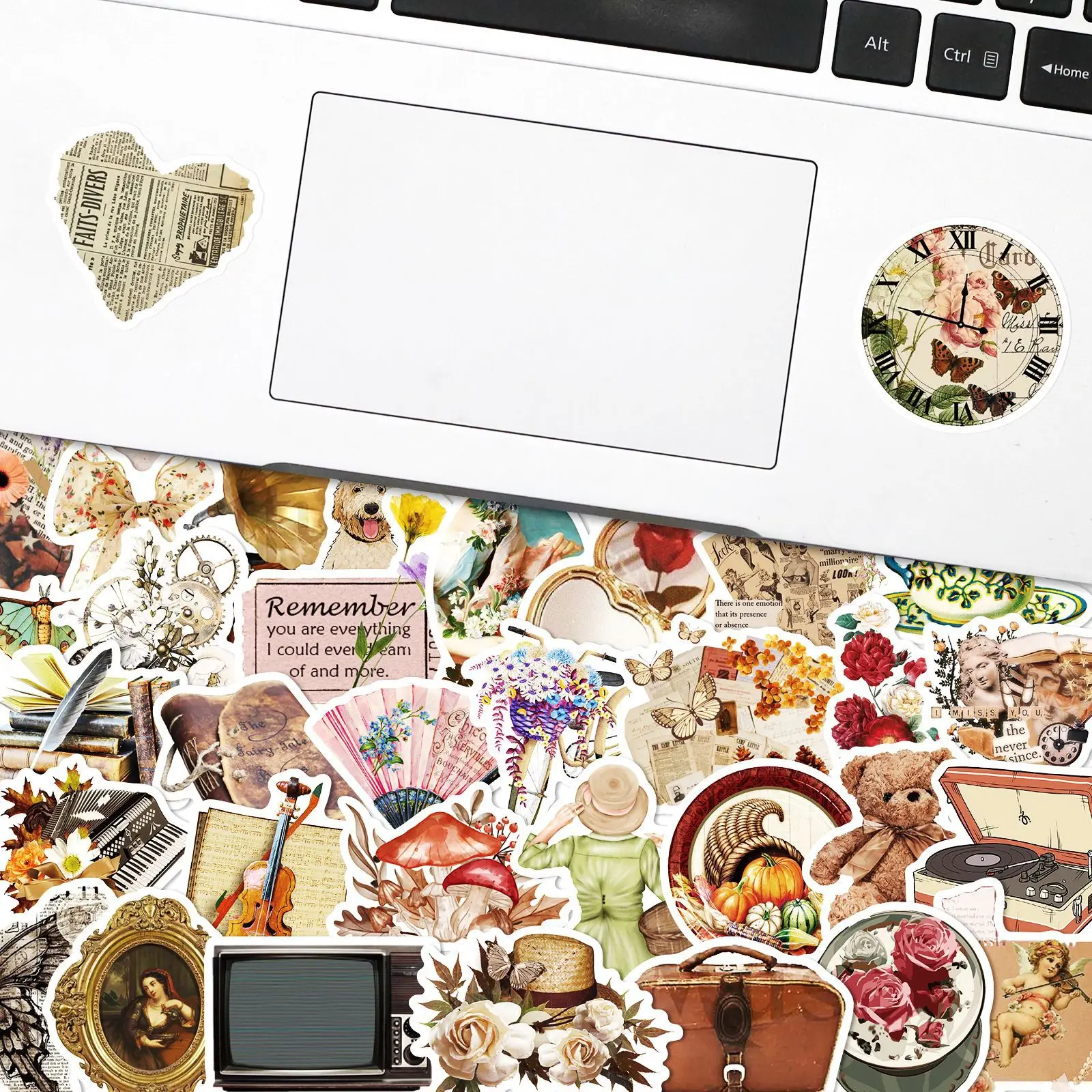 50pcs Old School Stickers for Girls Japanese Style, Cute Little Patterns, Scrapbook Stickers, Waterproof Stickers