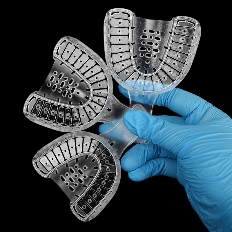 6Pcs/set Dental Implant Impression Tray S/M/L High Temperature Plastic Teeth Holder Trays Dentist Tool Material