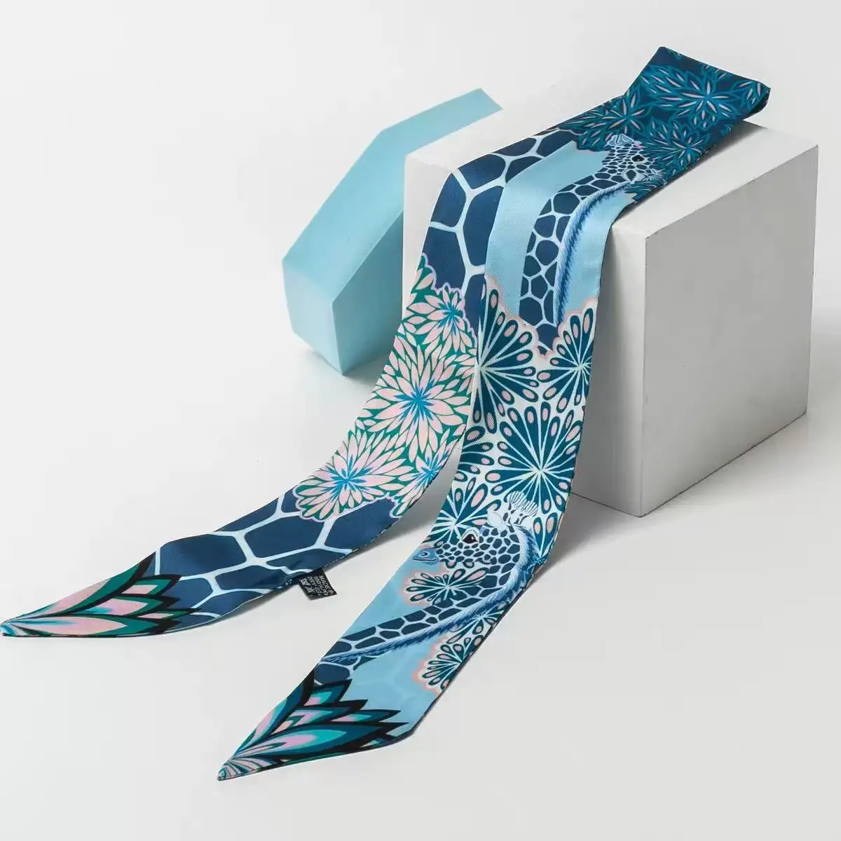 90 * 5Cm Streamer European and American Classic Giraffe Female Twill Silk Scarf Wrapping Bag Handle Ribbon Headband Small Silk