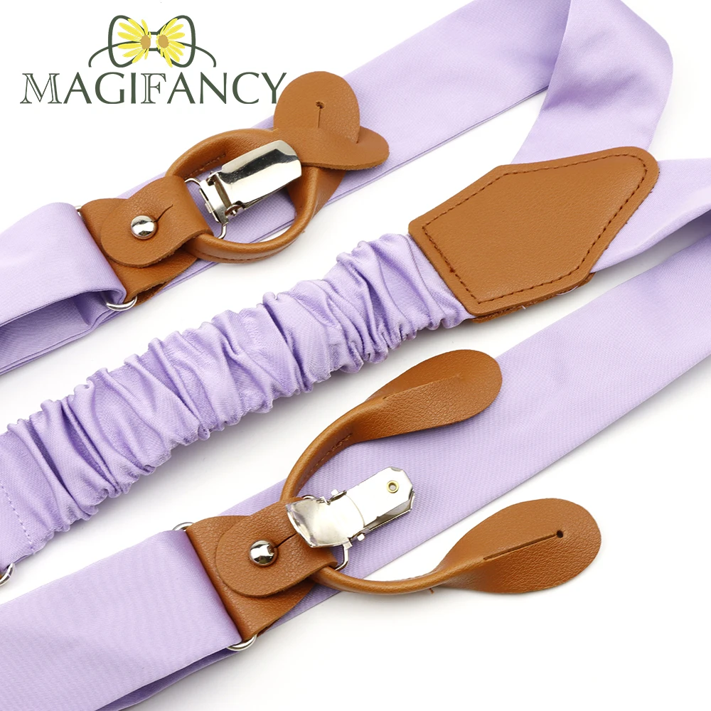MAGIFANCY Neue Bunte Solide 3,5 cm Hosenträger Männer Polyester Salbei Lachs Rosa Lavendel Täglichen Spiel Hochzeit Klammer Zubehör Geschenk