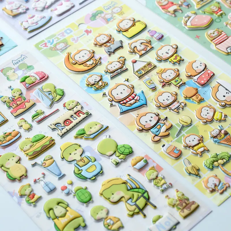 

Оригинальные наклейки Nekoni Animal Series, рельефные наклейки с черепахой и единорогом, дневник «сделай сам», декоративные материалы, детские игрушки