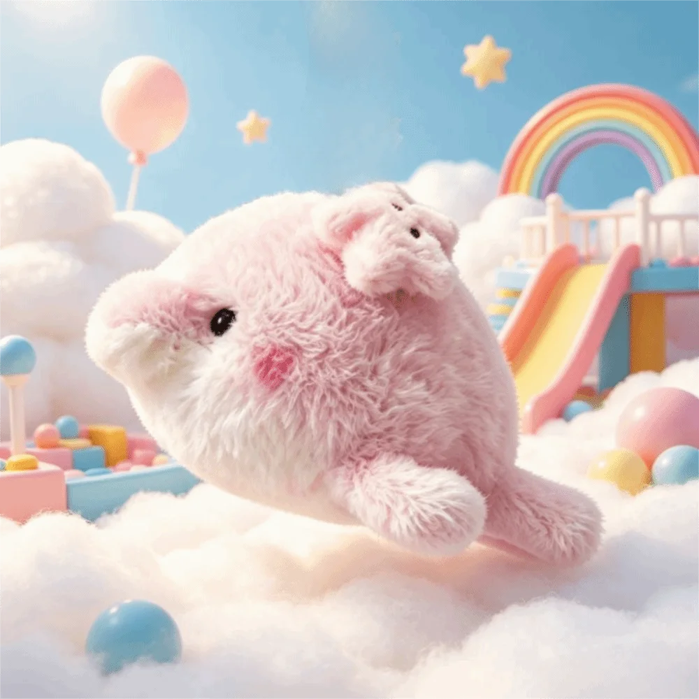 Soft Fluffy Seal Plush Pendant Small Plushie Pink Dolphin Dolphin Plush Keychain Cartoon Stuffed Seal Stuffed Doll Birthday Gift
