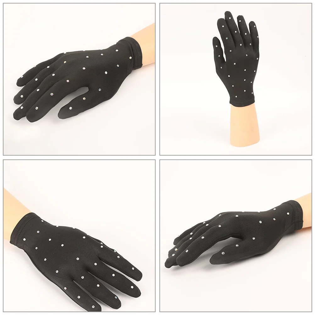 Gants de ixde Patinage pour Fille, Décoratifs, Perceuse à Chaud, Spectacles sur Scène, Portant des Figurines Noires, Enfant Croate