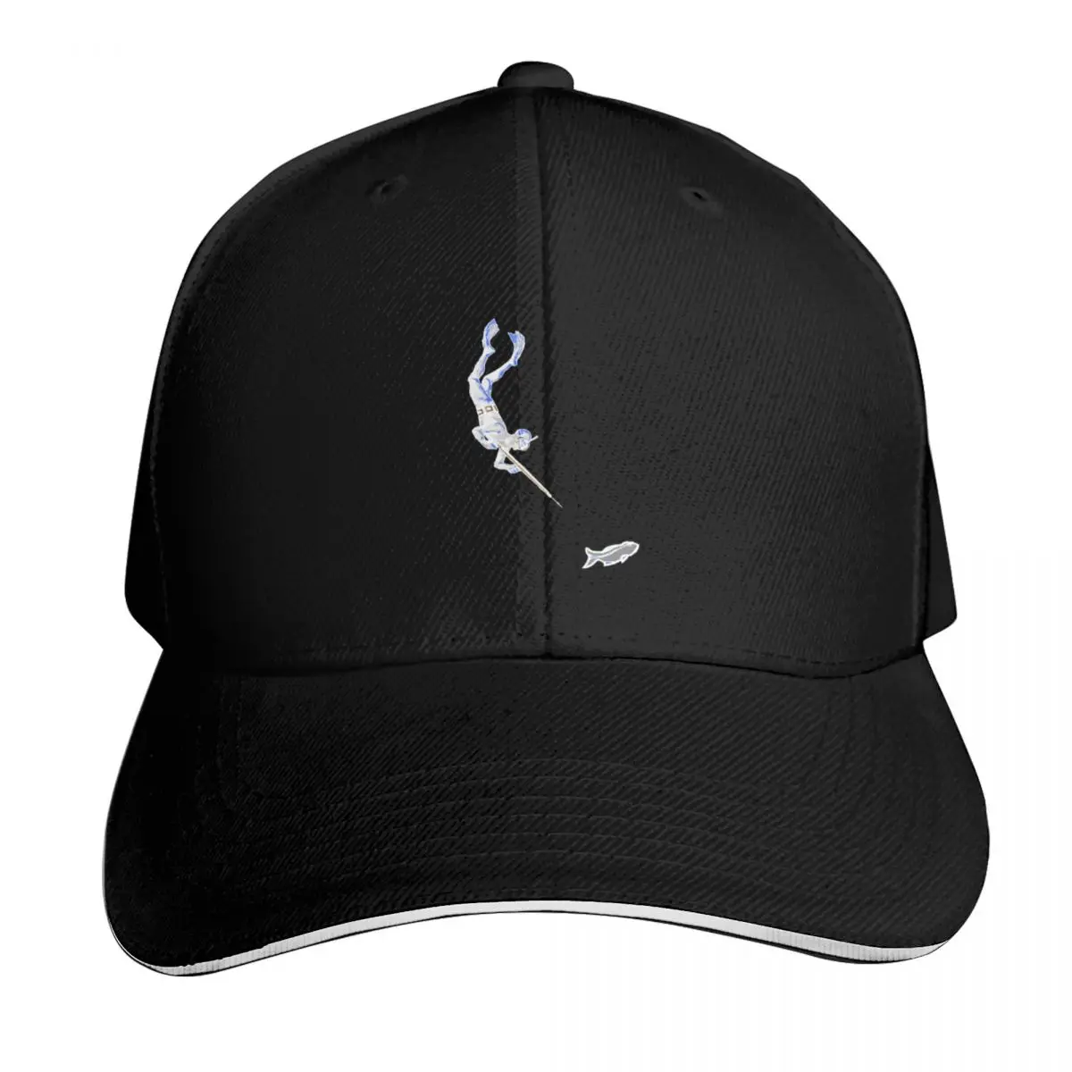 Vintage Spearfishing Diver Underwater with Speargun and Fish URM Baseball Cap Men Women Casual Summer Sport Sun Cap