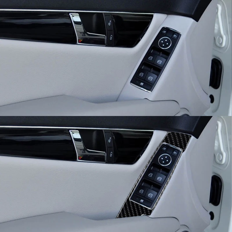

For Mercedes Benz W204 C Class 2007 2008 2009 2010 2011 2012 2013 2014 Carbon Fiber Sticker Car Window Lift Glass Panel Trim Lid