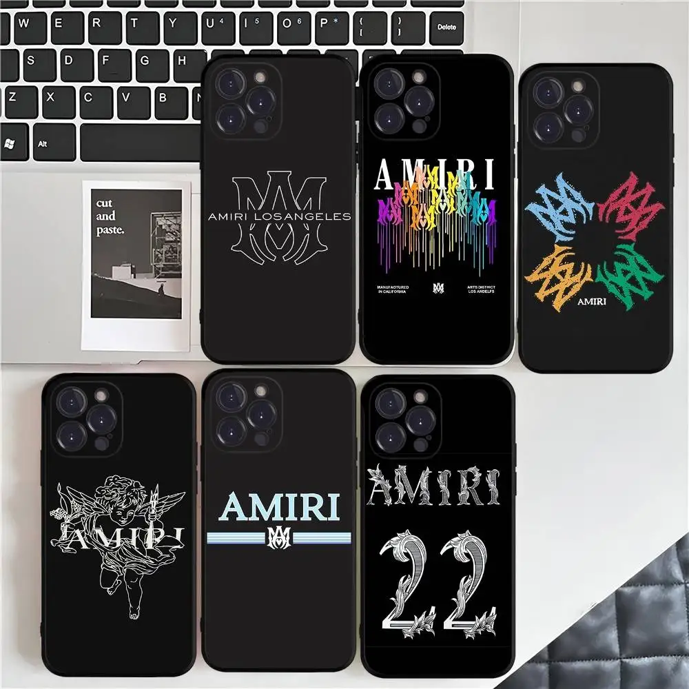 

Pretty Brand A-Amiri Logo Phone Case For IPhone 16 Pro Max 15 17 Plus 14 13 12 Mini 11 Black Cover