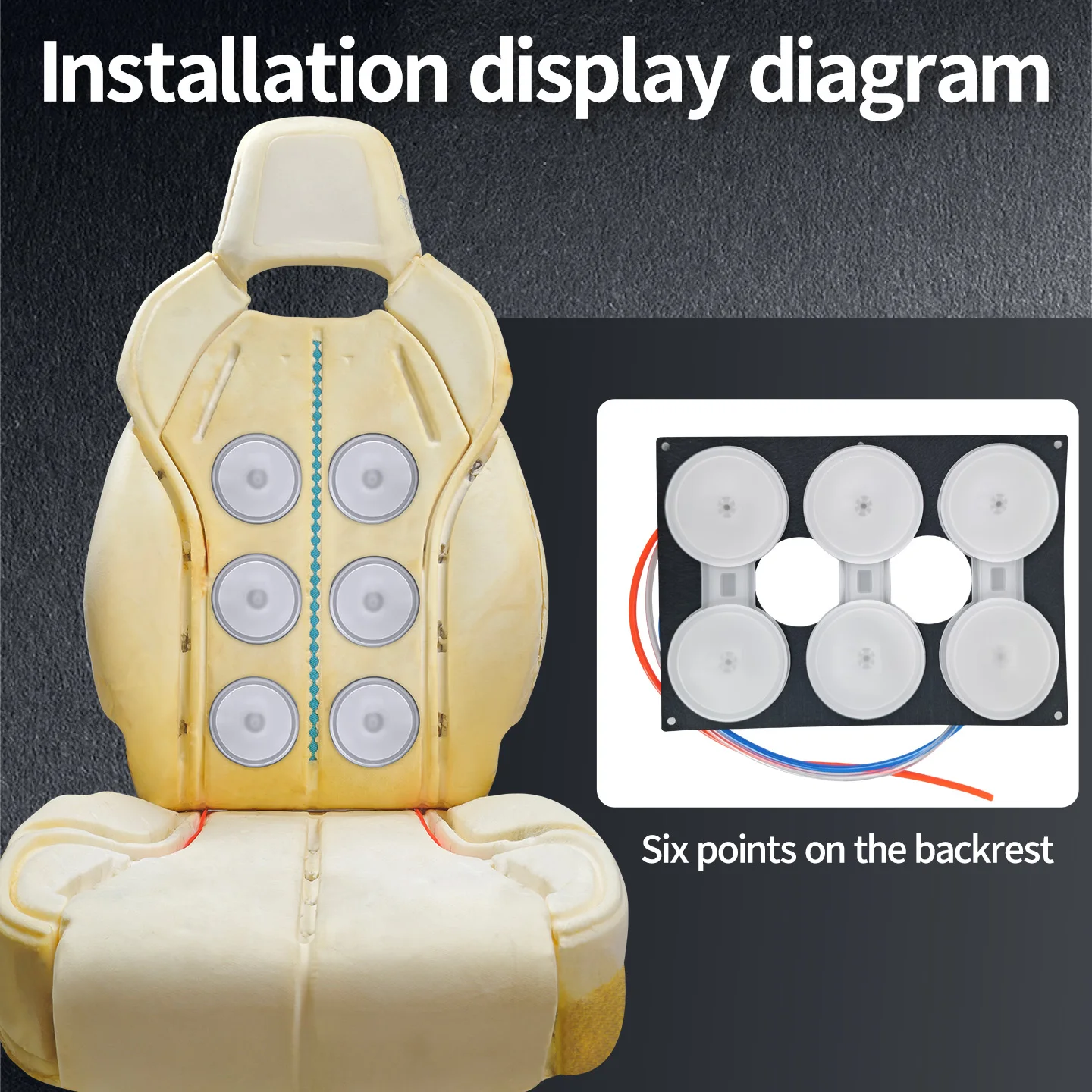 Automobile Safety Seat Air Massage Kit - Lumbar Support Function - Equipped with 6 TPU Airbags + Control Switch - Relieves Lumba