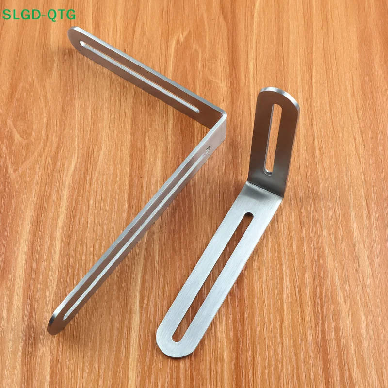 NEW Stainless Steel Adjustable Angle Code Long Hole Activity 90 ° Right Angle Furniture Fixer L-shaped Shelf Bracket Connector