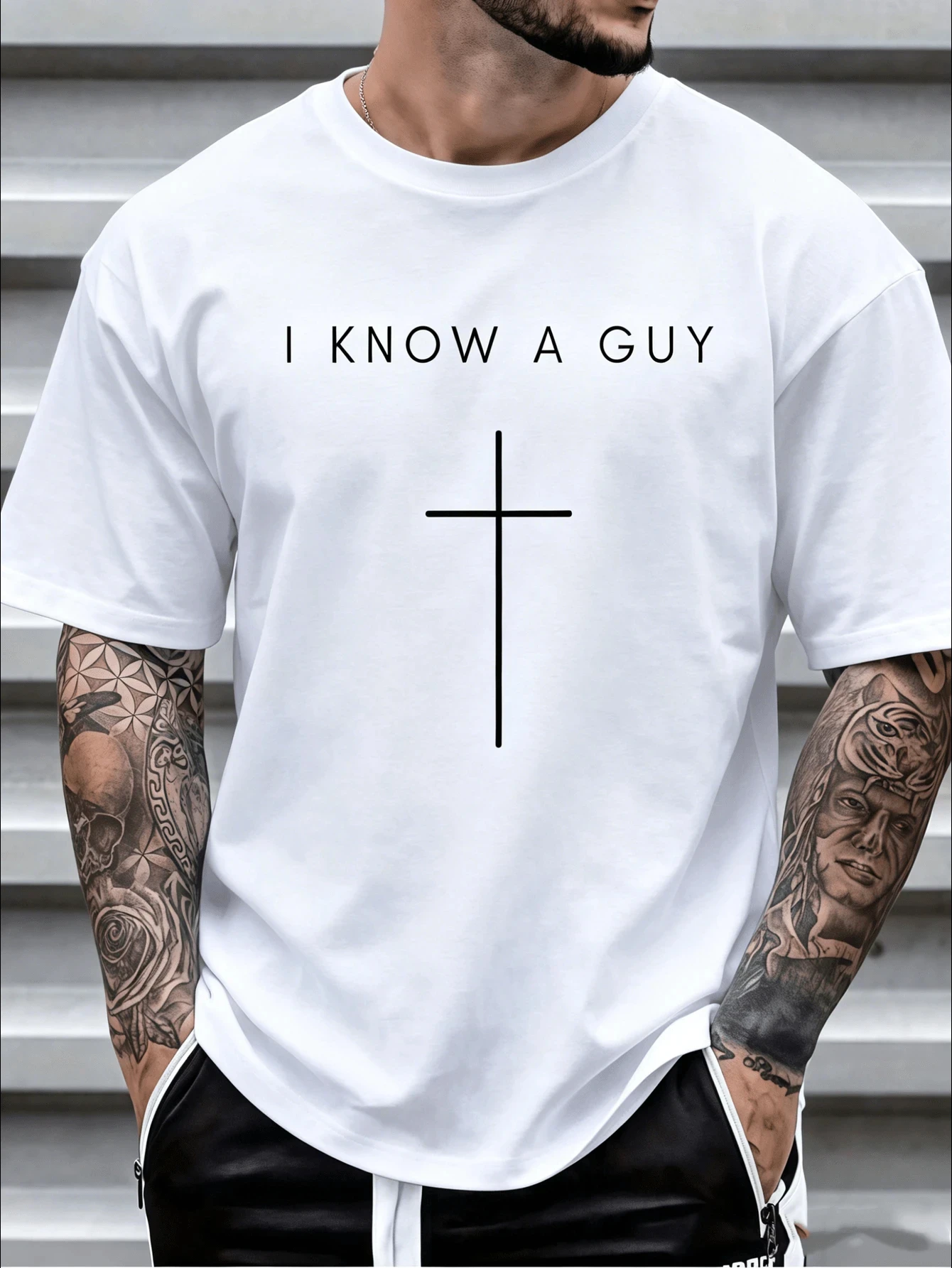 2026 New Family Matching Unisex Oversized T Shirt Streetwear I Know A Guy Cross Letter Print Graphic Tee