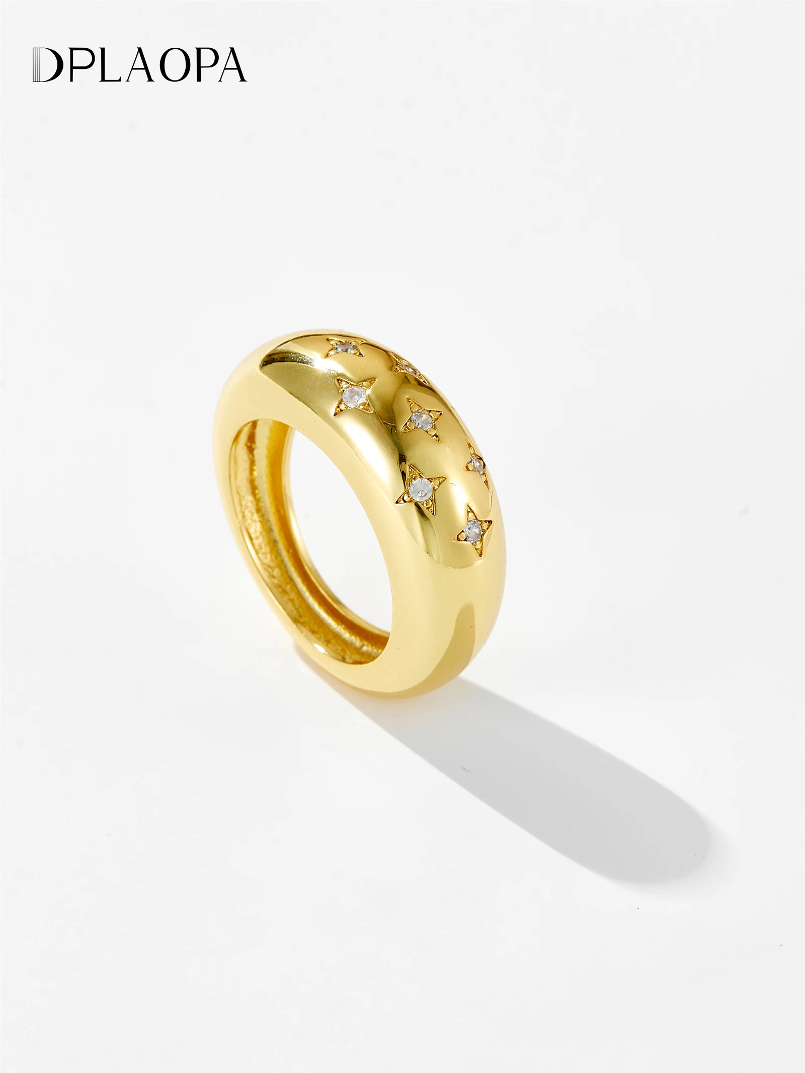 DPLAOPA 925 Sterling Silver Gold LA Dome CZ Zircon Star Ring Luksusowa biżuteria Śruba Drobna biżuteria Moda Okrągłe klejnoty ślubne