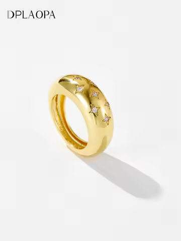 DPLAOPA 925 Sterling Silver Gold LA Dome CZ Zircon Star Ring Luxury Jewelry Screw Fine Jewelry Fashion Round Wedding Jewels