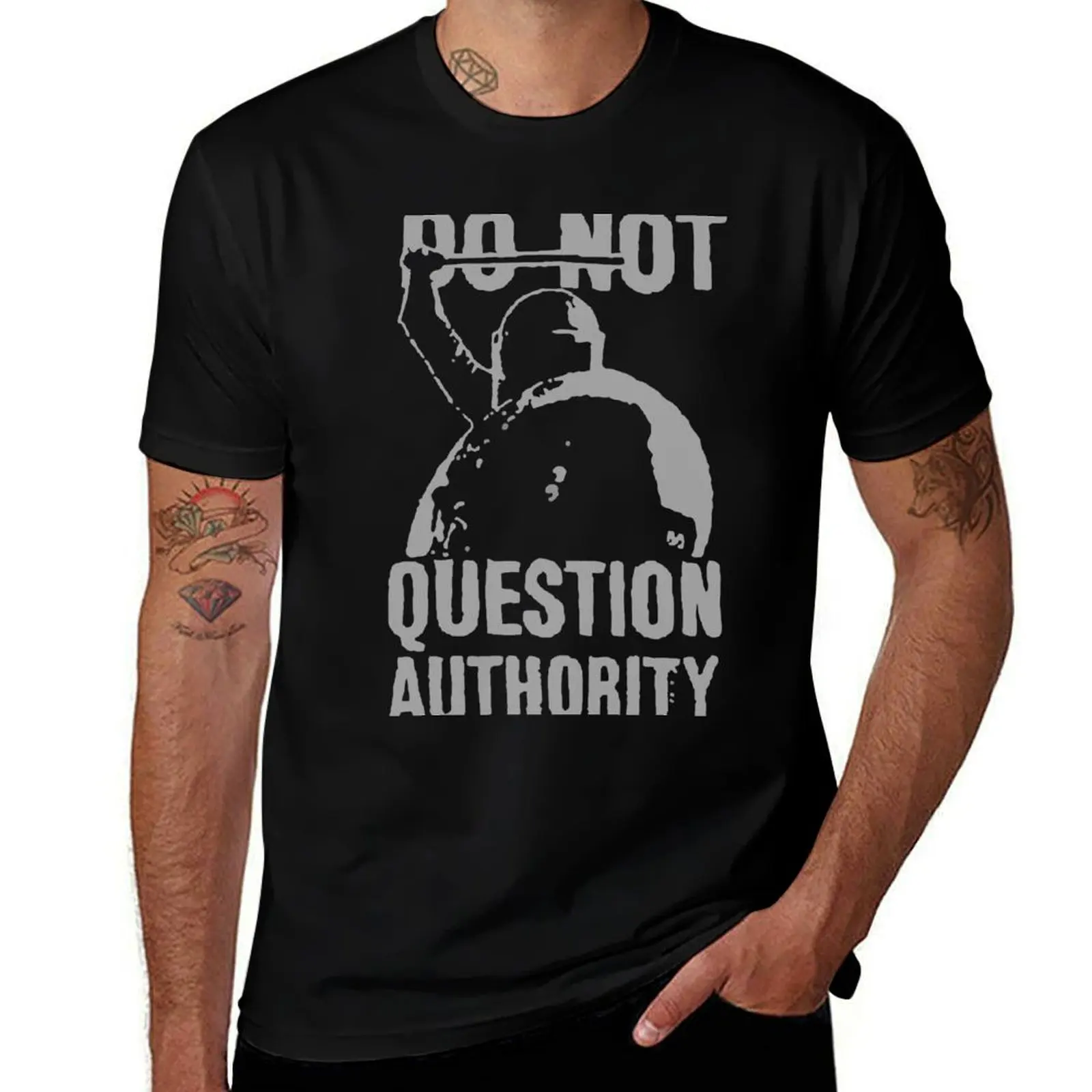 BU Do Not Question Authority T-Shirt Street Style Casual Tee Shirt T-Shirt