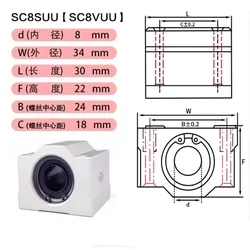 1PC SCS6UU SCS8UU SCS10UU SCS12UU SCS13UU SCS16UU Linear Ball Bearing Block 6mm 8mm 10mm 12mm 13mm 16mm for CNC Shaft Rod Parts