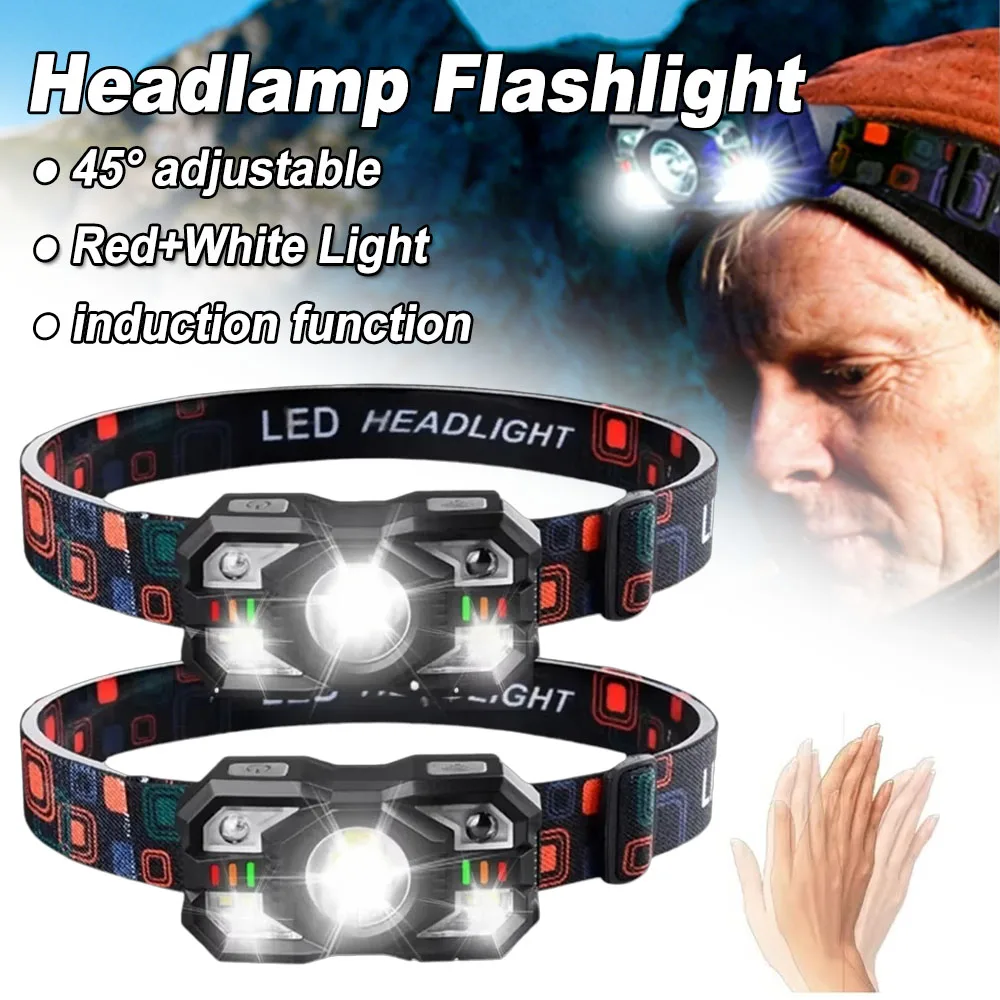 

1/2/3 упаковки налобный фонарь светодиодный перезаряжаемый налобный фонарь с датчиком движения водонепроницаемая мощная фара для кемпинга, рыбалки