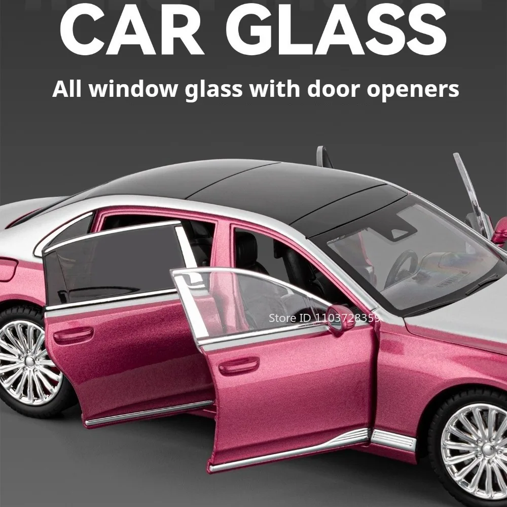 1:24 HongQi GuoYa ES300H Model Toy Cars Alloy Diecast Front Wheel Steering Doors Opened Sound Light Decoration Models Kids Toys