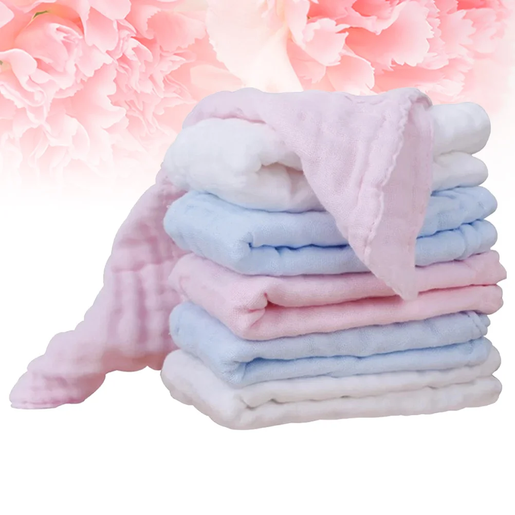 

6Pcs Baby Feeding Towel Pure Cotton Gauze Square Towels Fast Absorbing Lightweight for Newborn Face Body Care on The Go