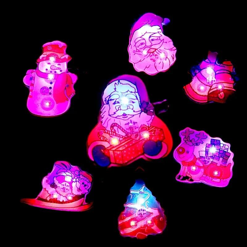 25 Pieces Light Up LED Lapel Pins Bulk Flashing  Brooch Badges Bell Snowman Tree Candy Cane Santa for Kids Festival Christmas