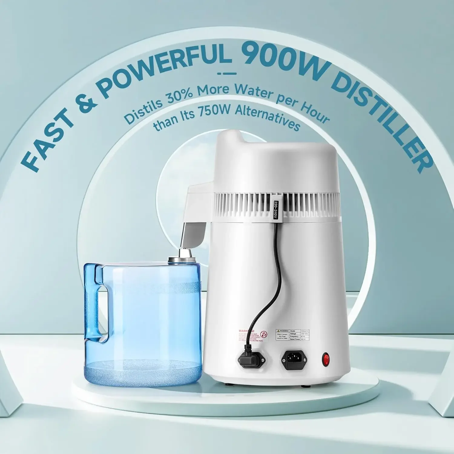 

6L Water Distiller, Larger 1.6 Gal Countertop Home Distillers, Distilling Pure Water Machine for Home Table Desktop, Distilled W