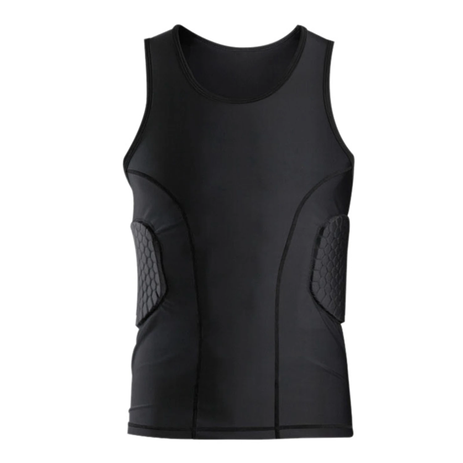 【Vente d'été】 2X gilet rembourré de protection des côtes pour hommes, chemise de Compression, gilet d'entraînement avec 3 coussinets pour Football, basket-ball L & XL