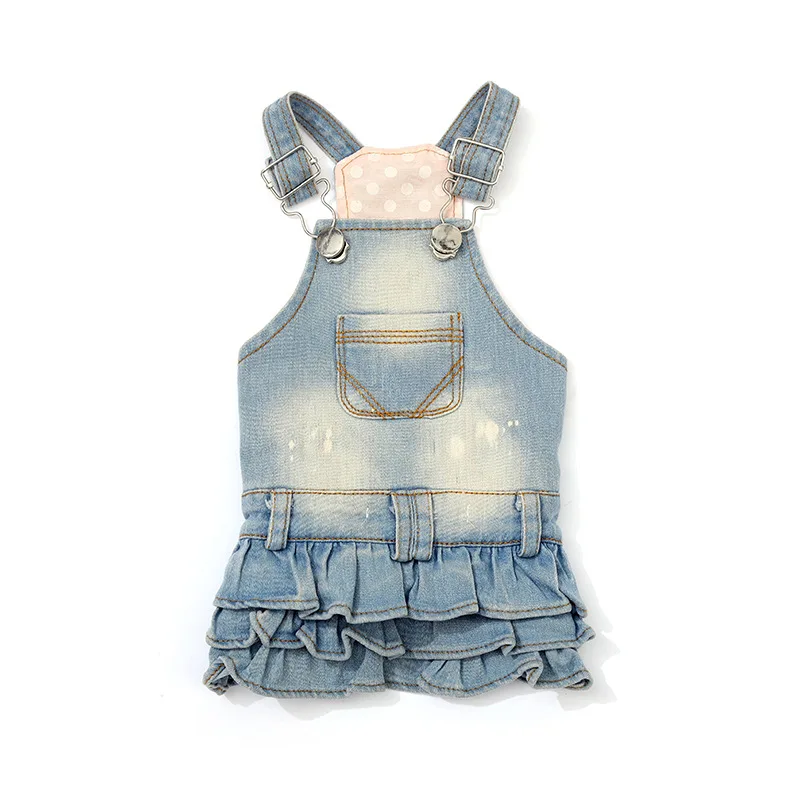 Pet Denim Strap Skirt Dog Puffy Skirt Teddy Princess Dress Pet Denim Strap Jumpsuit Puppy Clothes Dog Clothes Winter for Cat