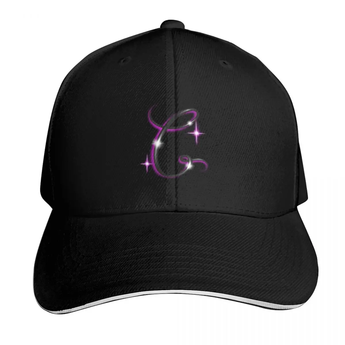Casquette de baseball à visière plate, style snapback, avec sangle, chapeau de papa, six panneaux, calotte structurée, lettres aérographiées en C