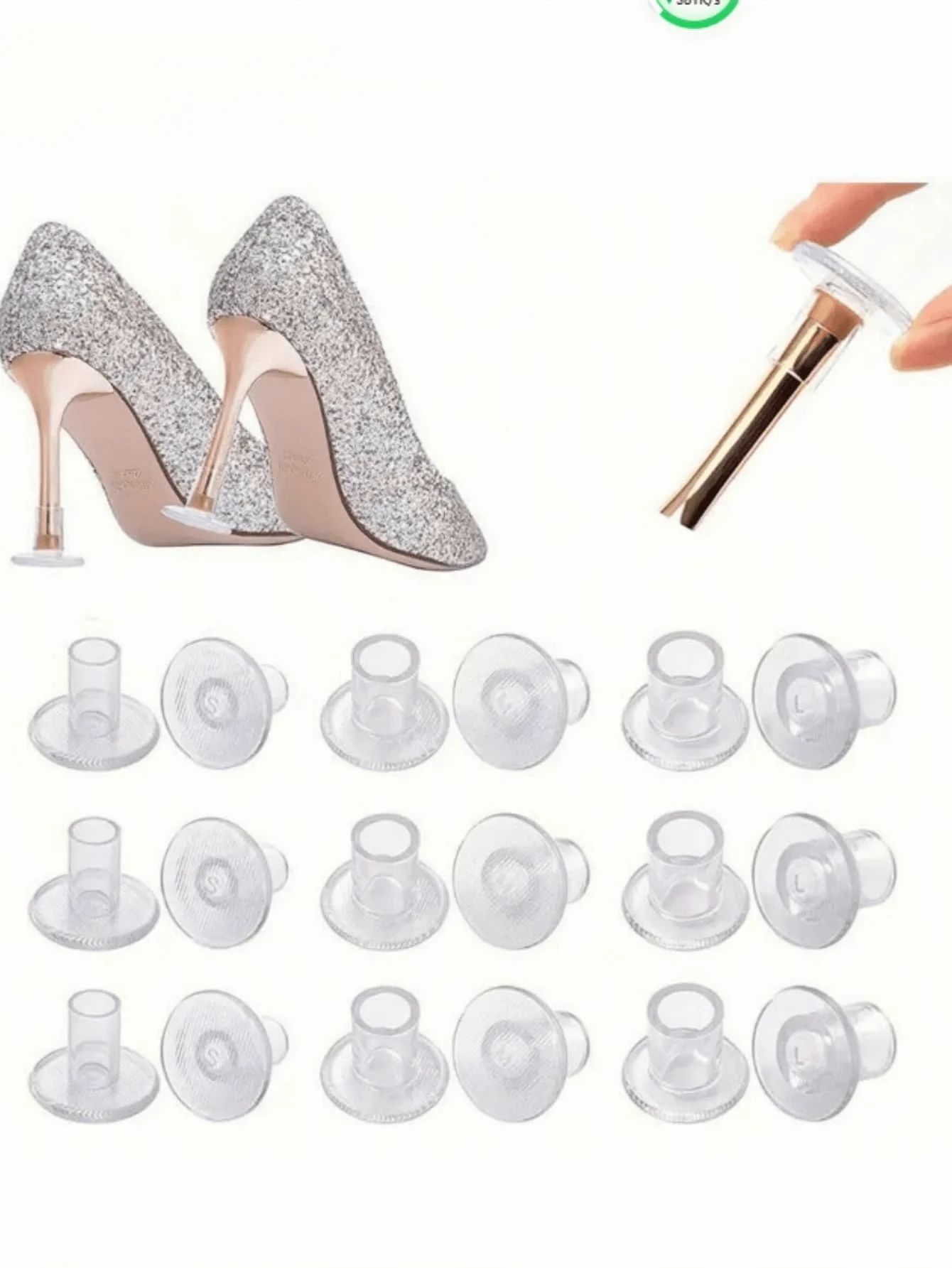 9 Paar transparente High-Heel-Schutzkappen zum Spazierengehen auf Gras, unebene Böden, rutschfeste Fersenreparaturkappen stoppt das Sinken in Gras – Detail 1