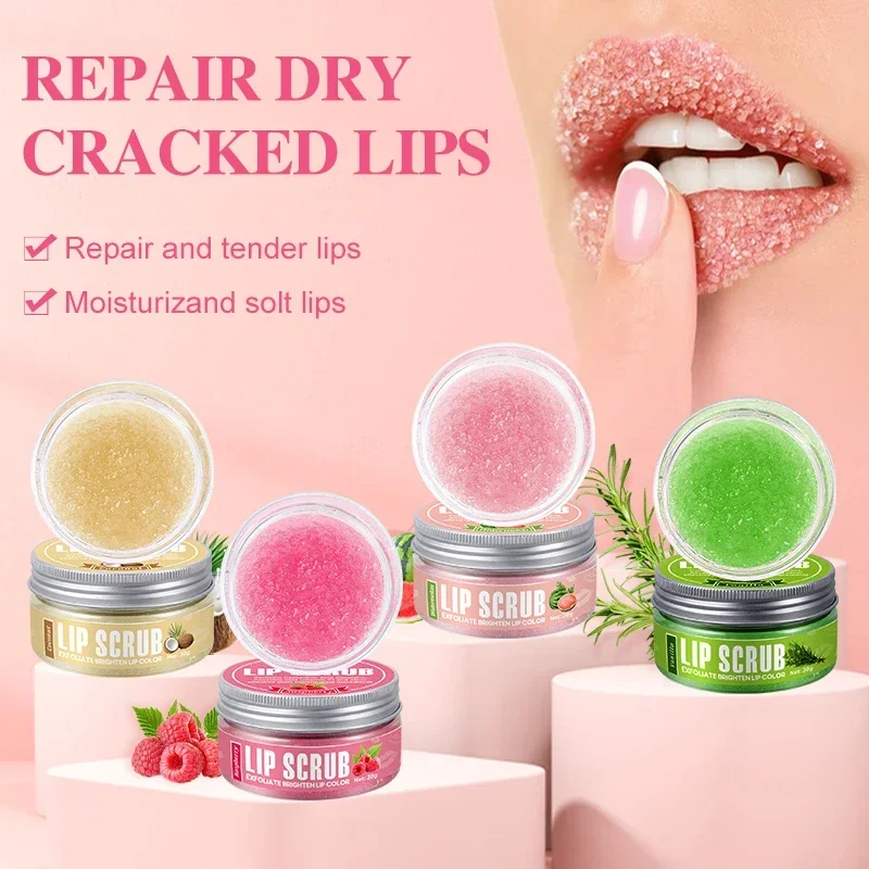 Lip Scrub 30g Raspberry Vanilla Coconut Watermelon Lip Brighten Exfoliating Lip Moisturizing Gift For Women Wholesale Cosmetics